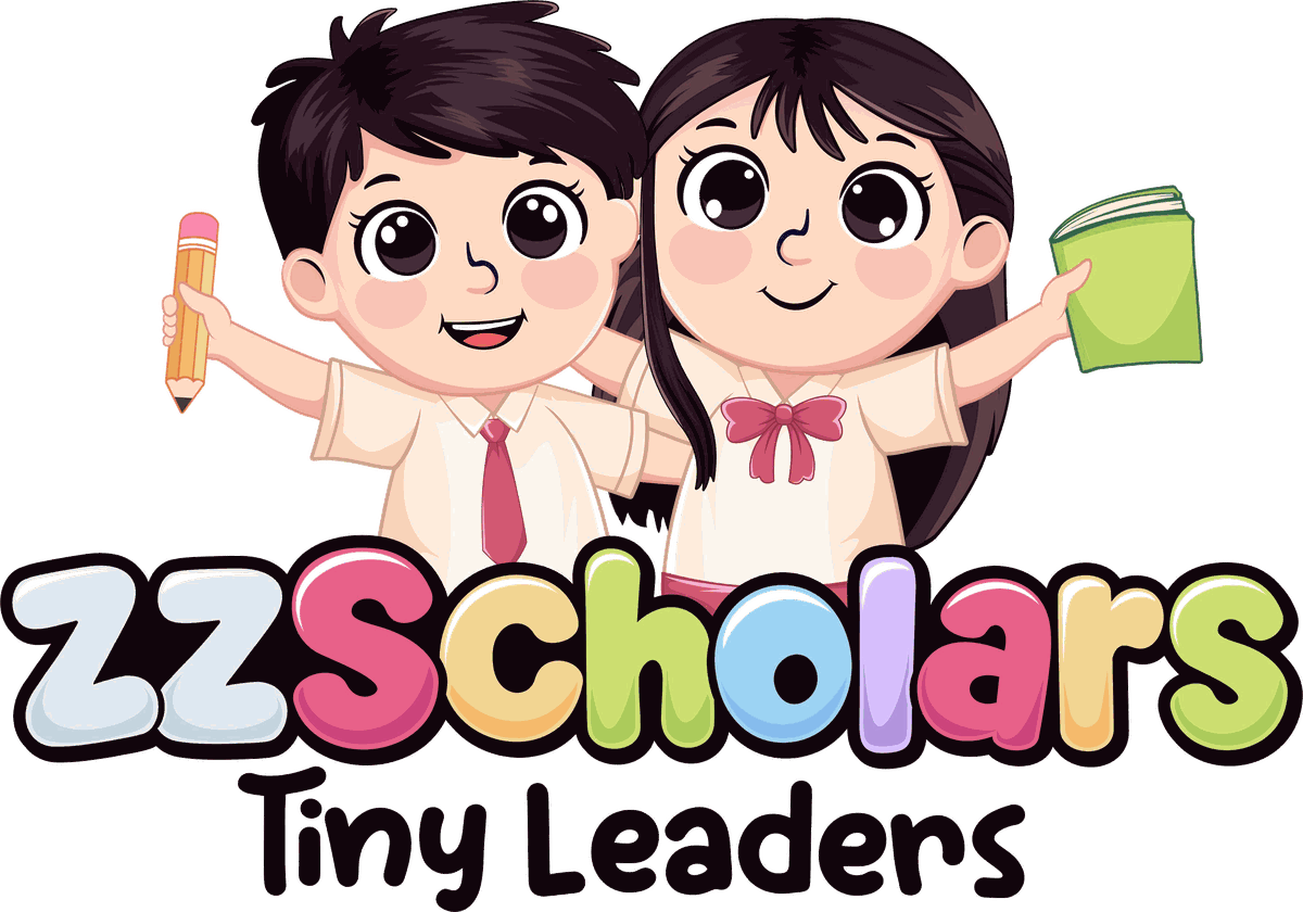 ZZ Scholars mascots holding a pencil and a book